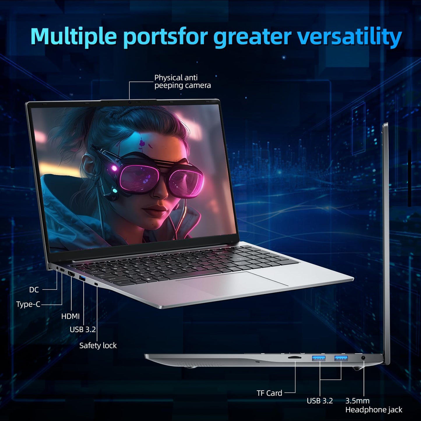 jumper 2025 Gaming Laptop, Intel 8 - Core Processor(Up to 4.4GHz), 16GB DDR4 512GB NVME SSD, 15.6" FHD IPS Screen, 62.7Wh Battery, WiFi - 6, Bluetooth5.1, USB3.2, 4 Stereo Speakers, 2 Memory Slots. - The One Stop Deals