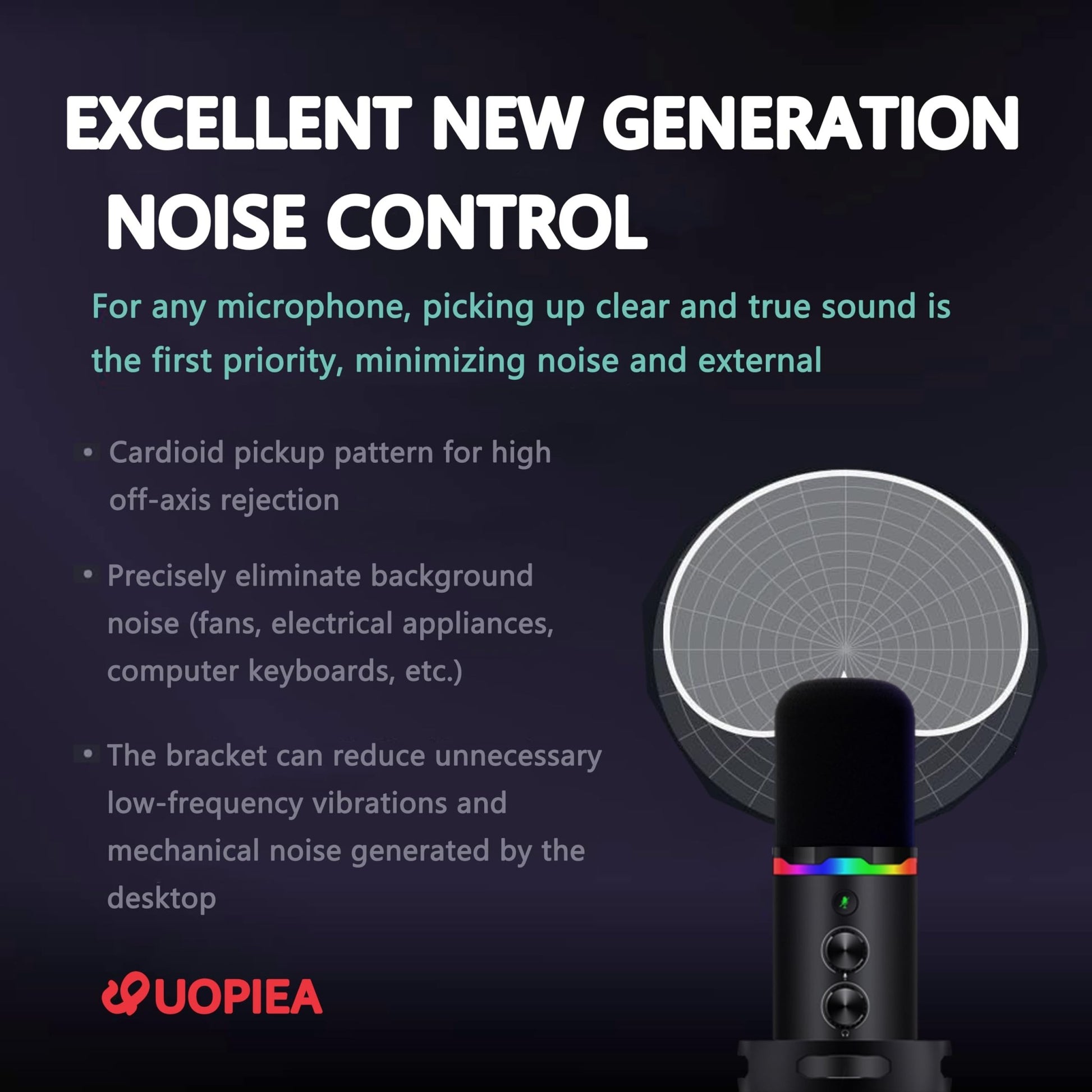 JUOPIEA XLR/USB Gaming Microphone Kit, Dynamic Mic for Podcasting Streaming, PC Microphone with Boom Arm Stand, RGB Light, Mute Button and Headphone Jack, for Recording, Vocal, Voice - Over - The One Stop Deals