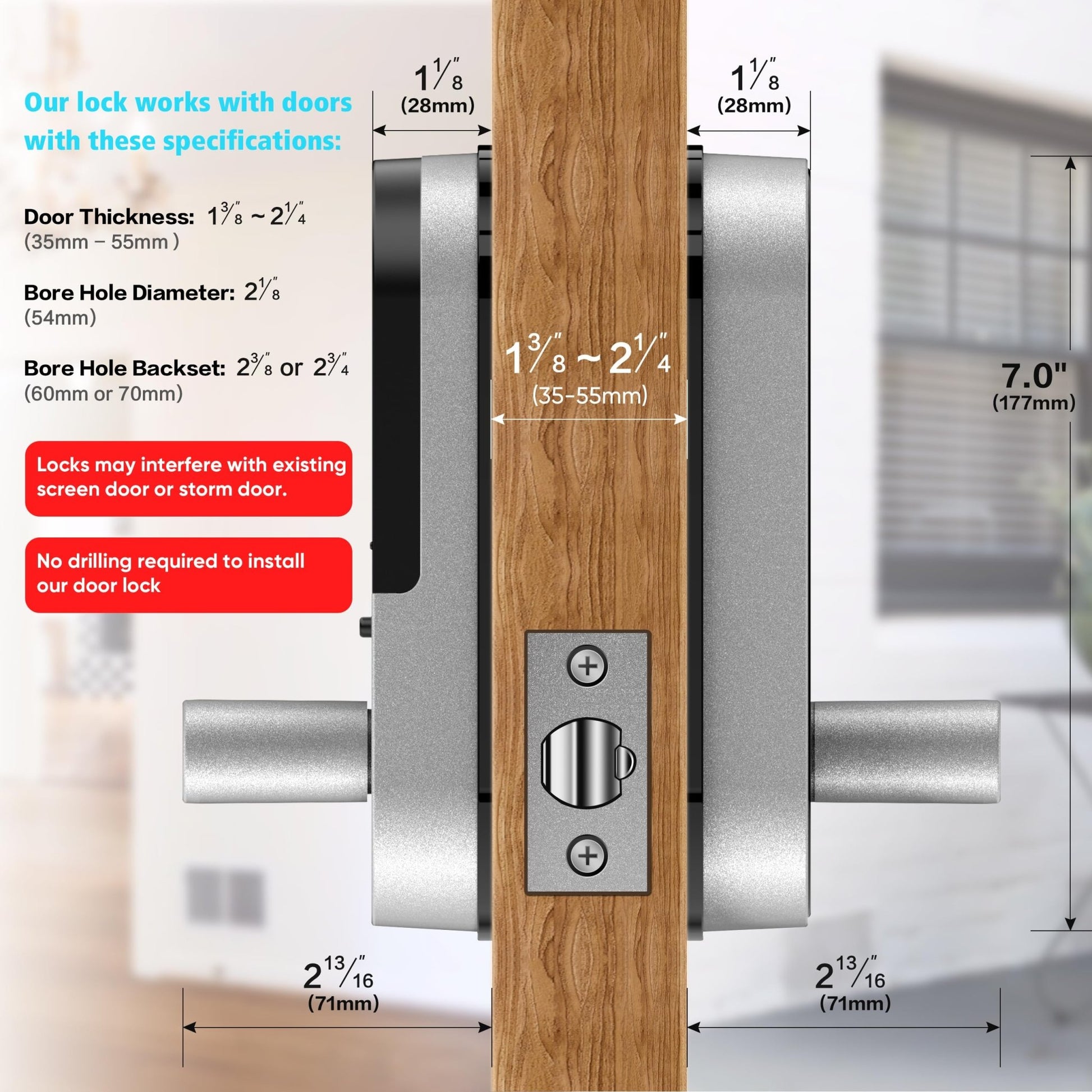 Keyless - Entry Fingerprint Smart Door Lock: Sifely Digital Electronic Lock with Code Passcode, Electric Door Knob, Biometric Door Handle Lock, Perfect for Exterior/Interior/Entry/Bedroom Doors (Silver) - The One Stop Deals