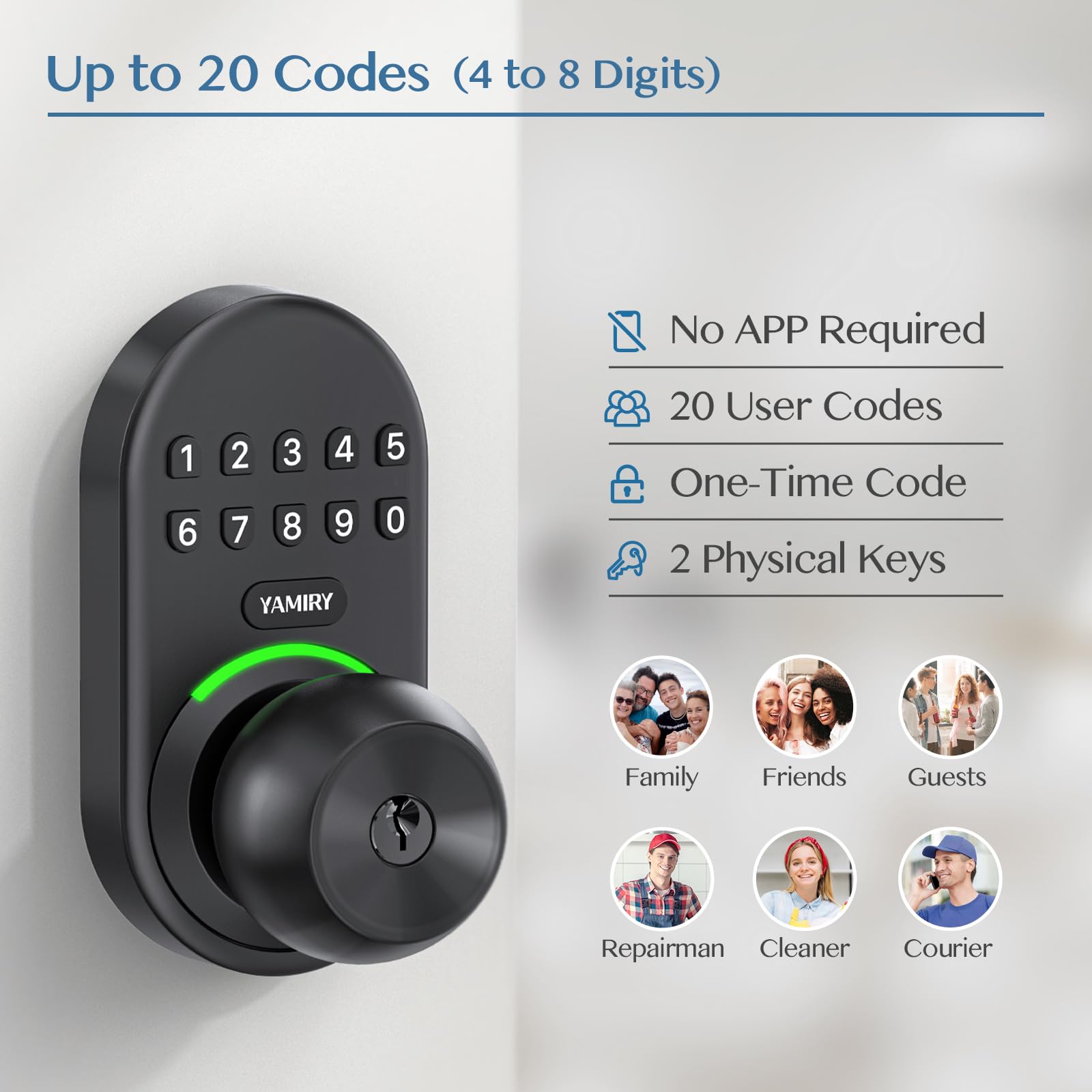 Keypad Smart Door Knob Lock, Yamiry Keyless Entry Door Lock for Front Door, Digital Keypad Door Lock with Handle, Electronic Code Door Knob, Auto Lock - The One Stop Deals