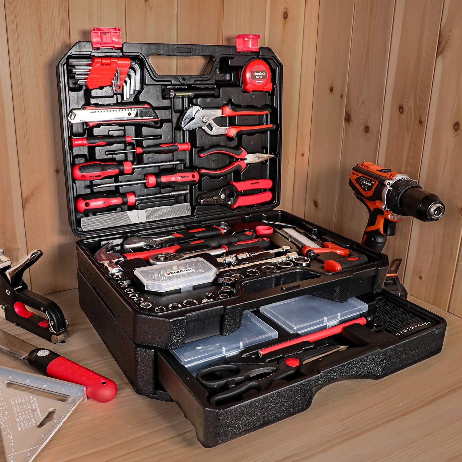 KingTool 325 Piece Home Repair Tool Kit, General Home/Auto Repair Tool Set, Toolbox Storage Case with Drawer, General Household Tool Kit - Perfect for Homeowner, Diyer, Handyman - The One Stop Deals