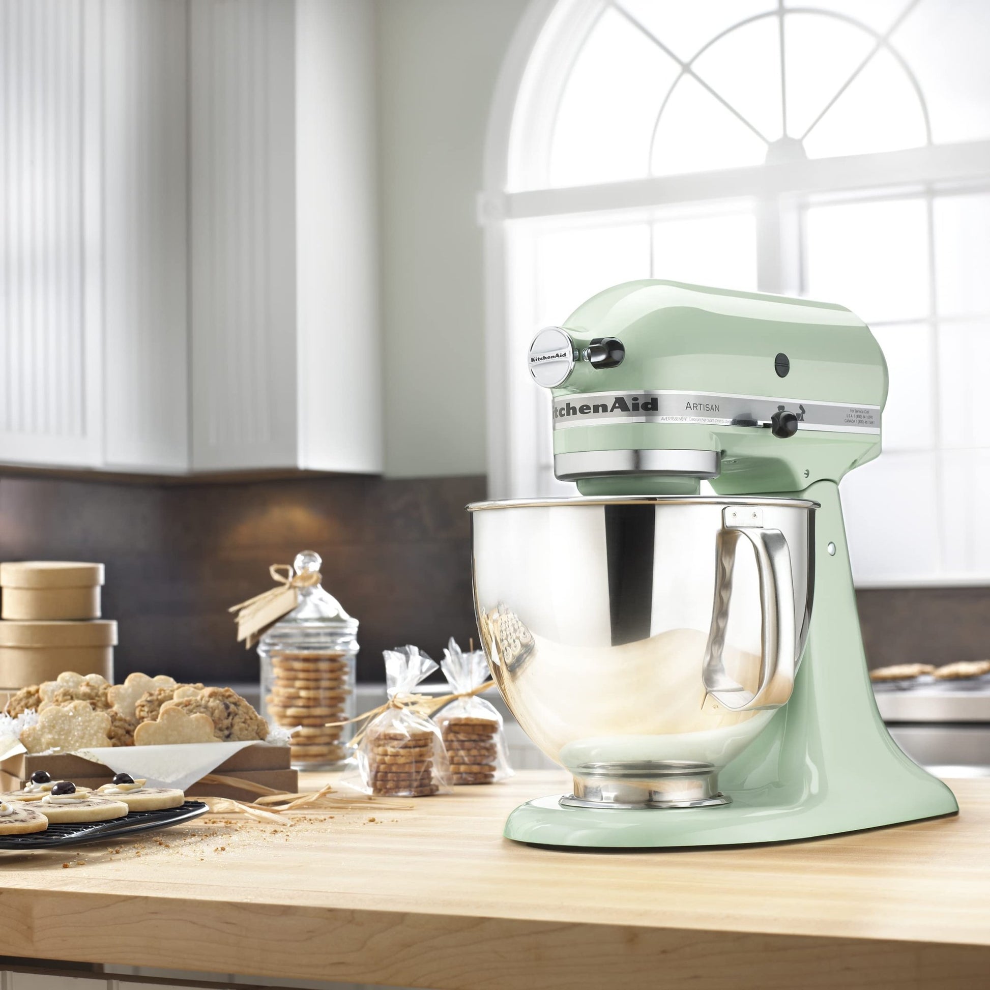 KitchenAid Artisan Series 5 Quart Tilt Head Stand Mixer with Pouring Shield KSM150PS, Pistachio - The One Stop Deals