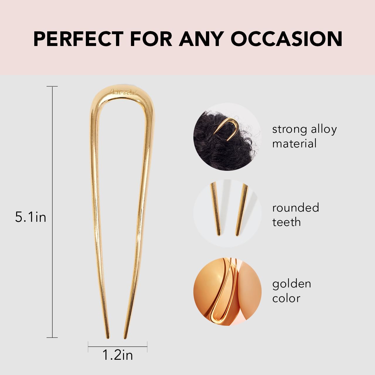 Kitsch Metal French Hair Pin for Women, Hair Fork for Buns, French Twist Pin for Easy Hairstyle, Perfect for Long and Thick Hairs - 1pc Gold - The One Stop Deals