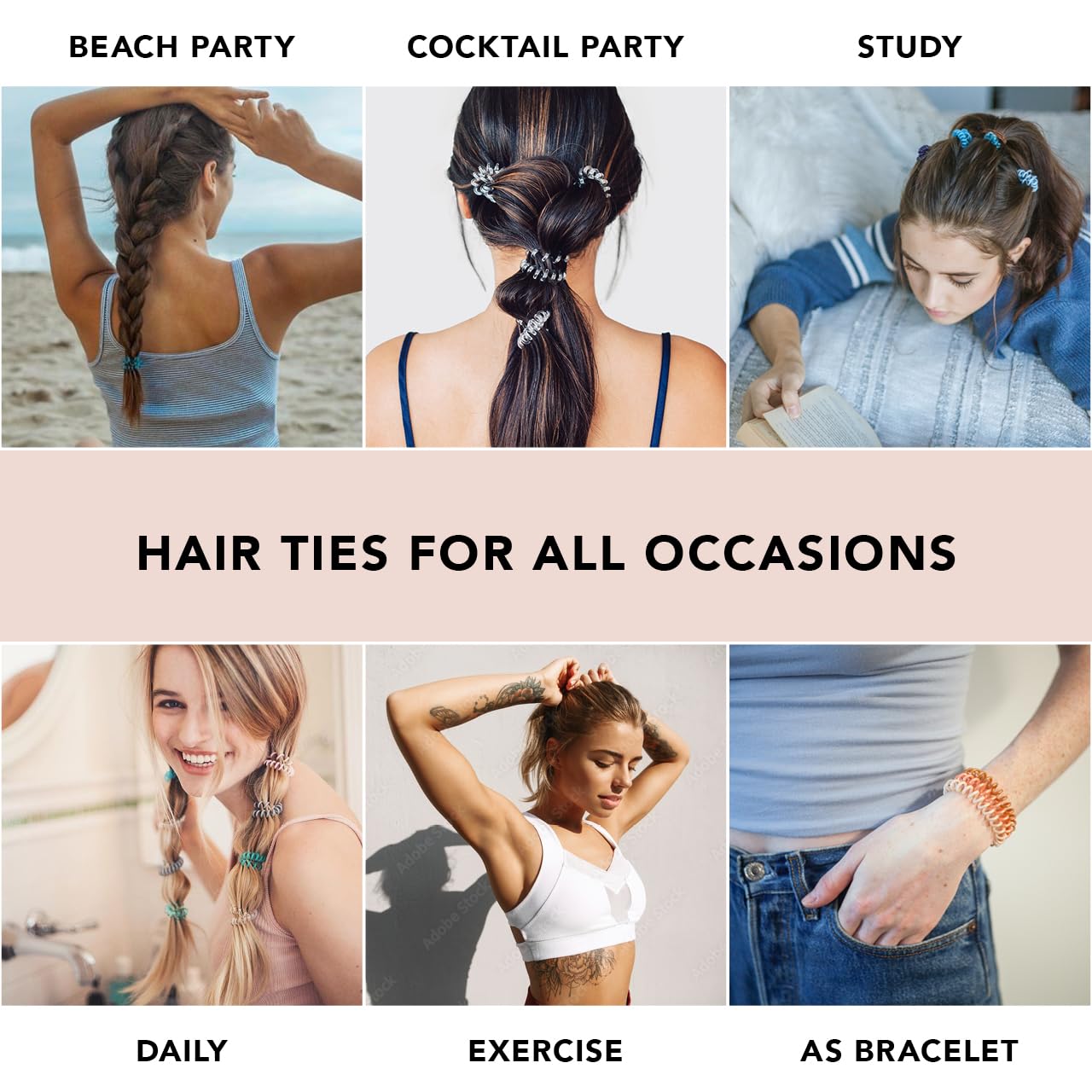 Kitsch Spiral Hair Ties for Women, Coil Hair Ties for Thick Hair, No Crease Hair Tie, Spiral Hair Ties No Damage, Hair Coils & Phone Cord Hair Ties for Thin Hair, Hair Ties Spiral, 8pcs (Brunette) - The One Stop Deals