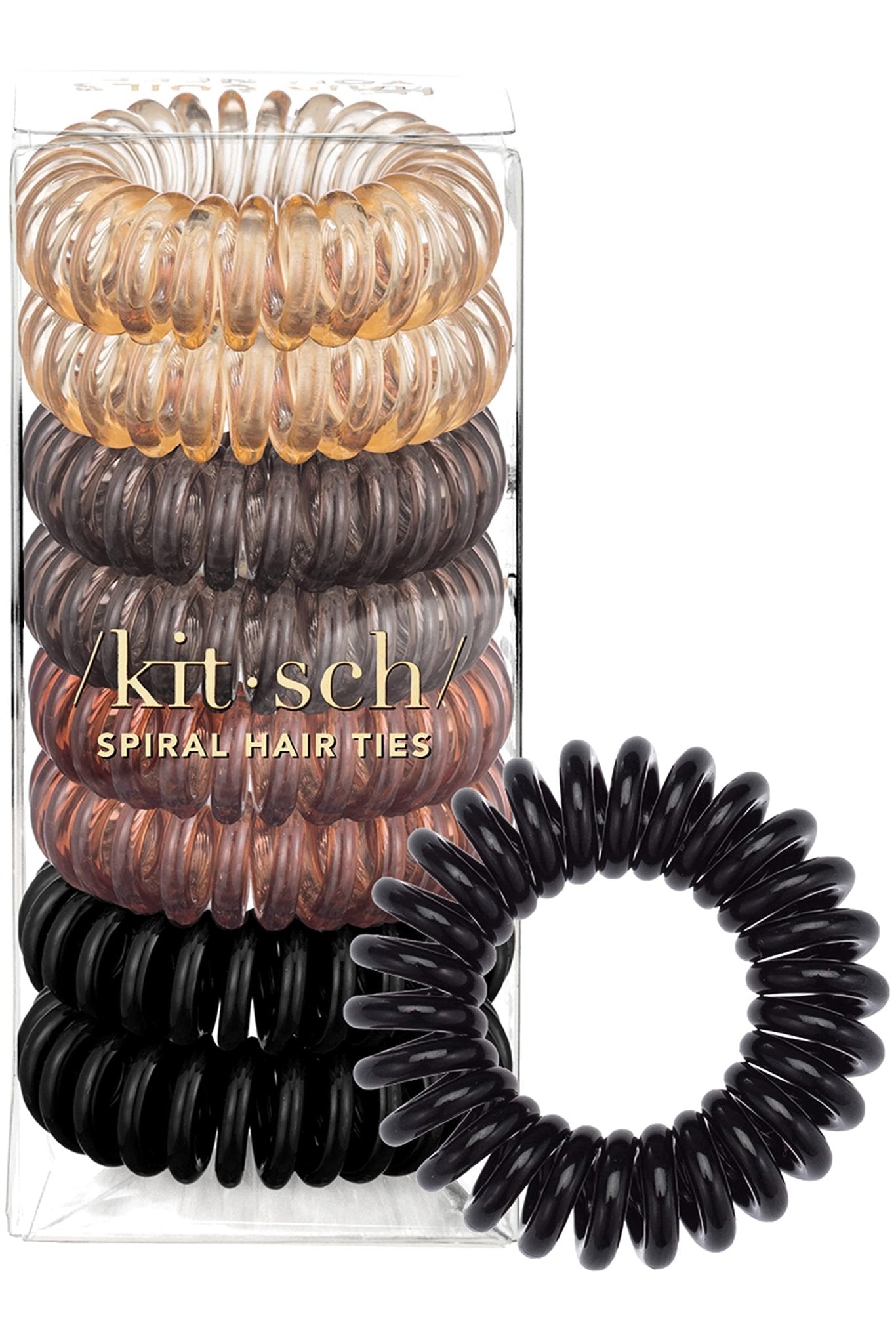 Kitsch Spiral Hair Ties for Women, Coil Hair Ties for Thick Hair, No Crease Hair Tie, Spiral Hair Ties No Damage, Hair Coils & Phone Cord Hair Ties for Thin Hair, Hair Ties Spiral, 8pcs (Brunette) - The One Stop Deals