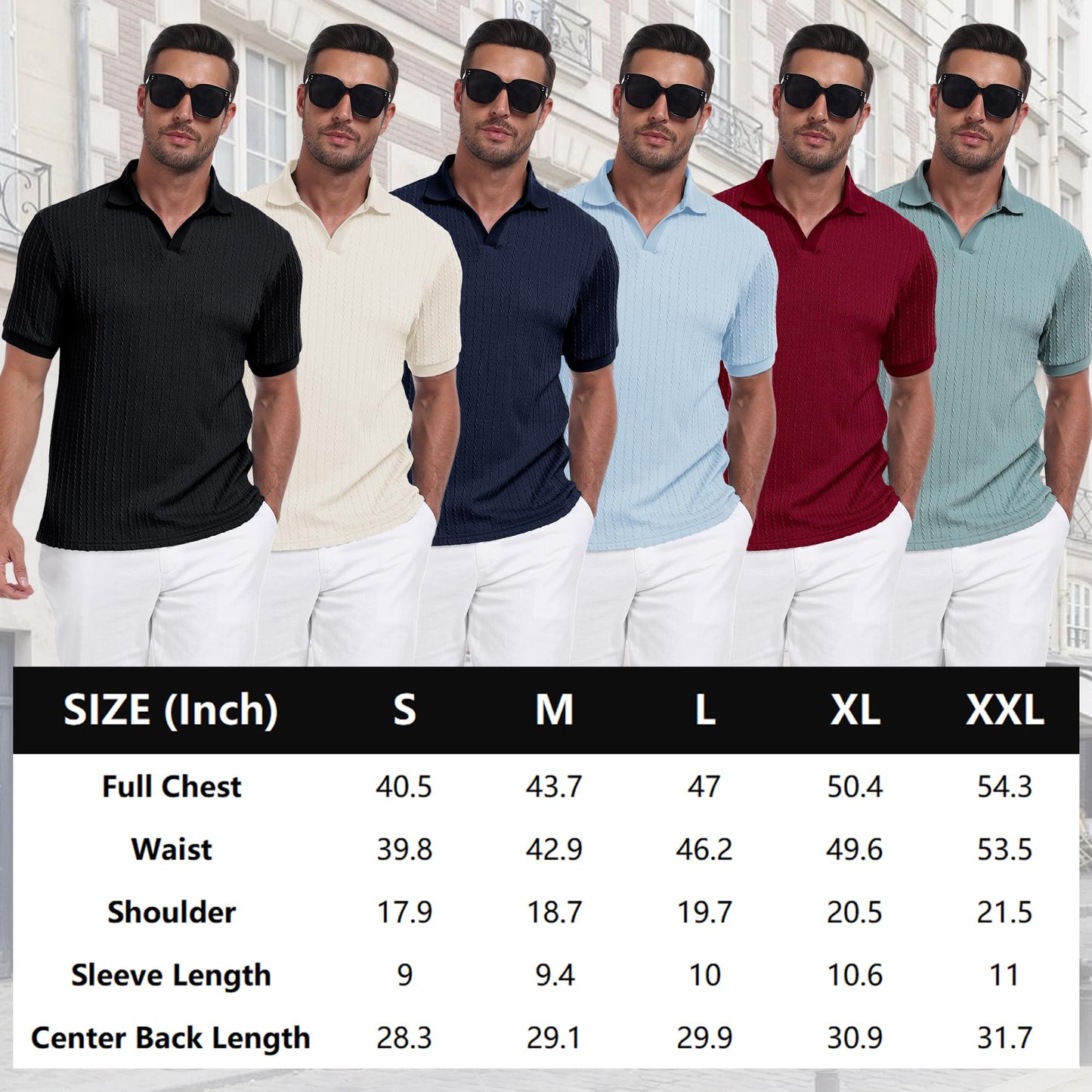 Knit Polo Shirts for Men Casual Stylish Cable Knitted V Neck Buttonless Short Sleeve Sweater Polo Textured Johnny Collar Breathable Stretch Polos Regular Fit Fashion 2025 Trendy Sage Green - The One Stop Deals