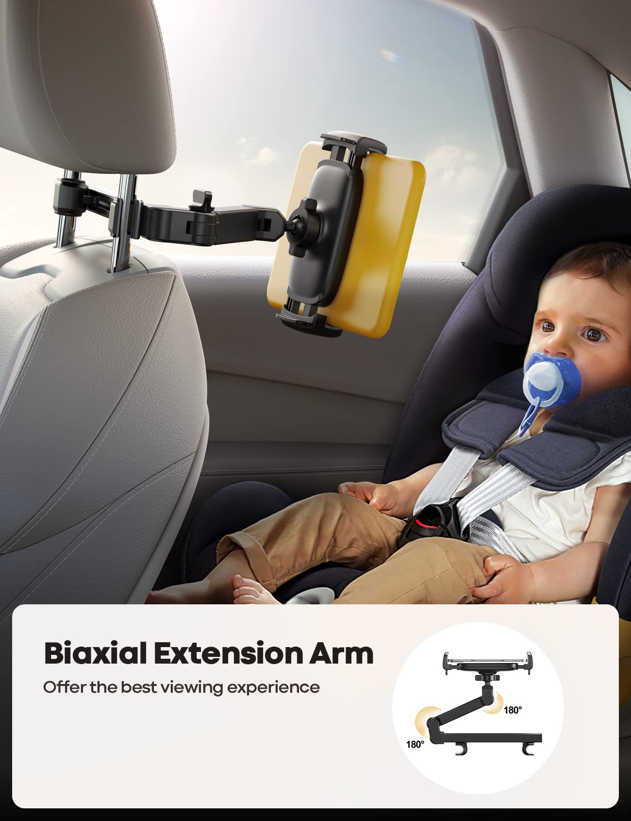 Lamicall Car Headrest Tablet Holder - [3 in 1 Extension Arm] Adjustable Tablet Car Mount for Back Seat, Road Trip Essentials for Kids, for 4.7 - 11" Tablet Like iPad Pro, Air, Mini, Galaxy, Fire, Black - The One Stop Deals