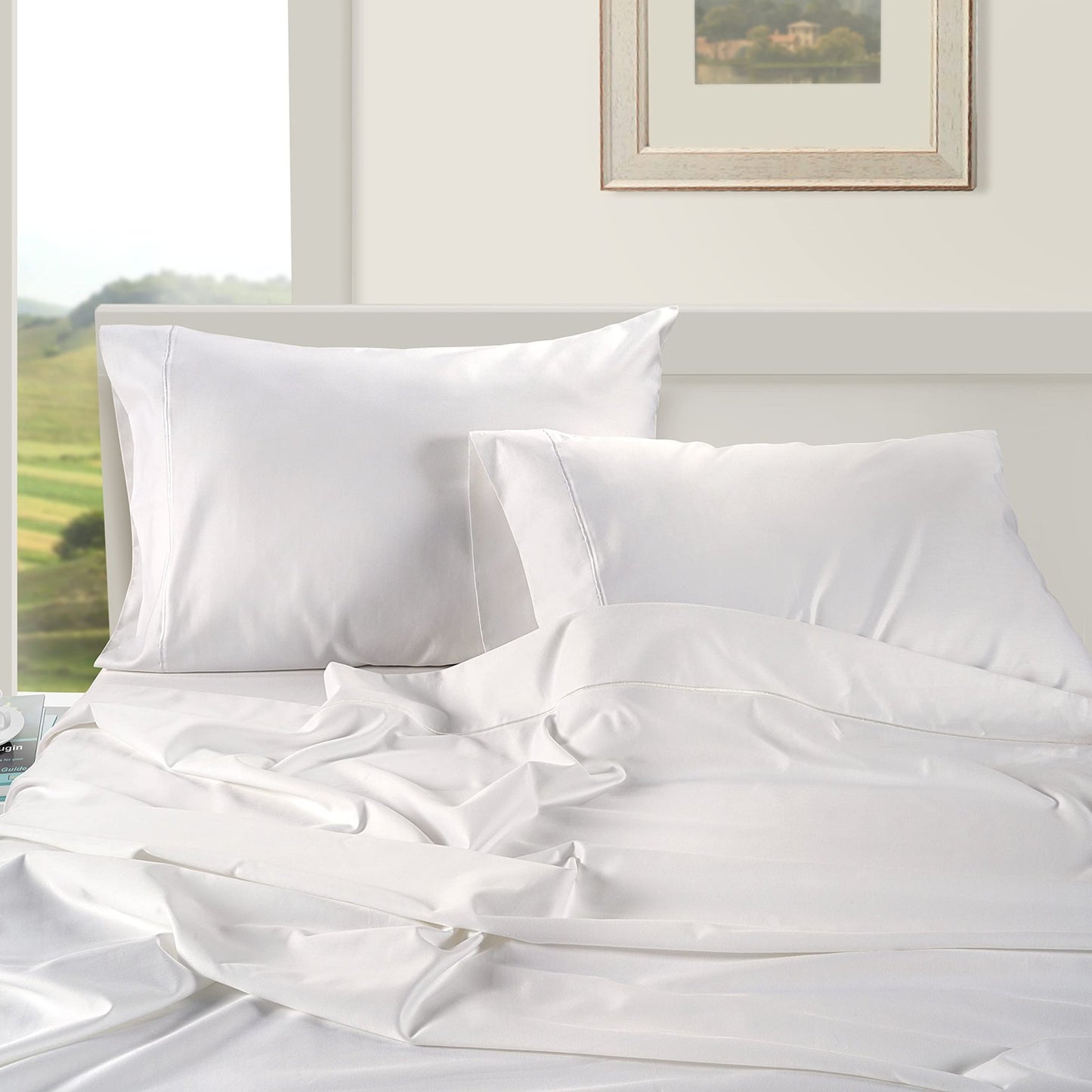 LANE LINEN 100% Egyptian Cotton Sheets Queen Size - 1000 Thread Count White Bed Sheets for Queen Size Bed, Long Staple Cotton Bedding Sheets, Sateen Weave, Luxury Hotel Sheets, Fits upto 17" Mattress - The One Stop Deals