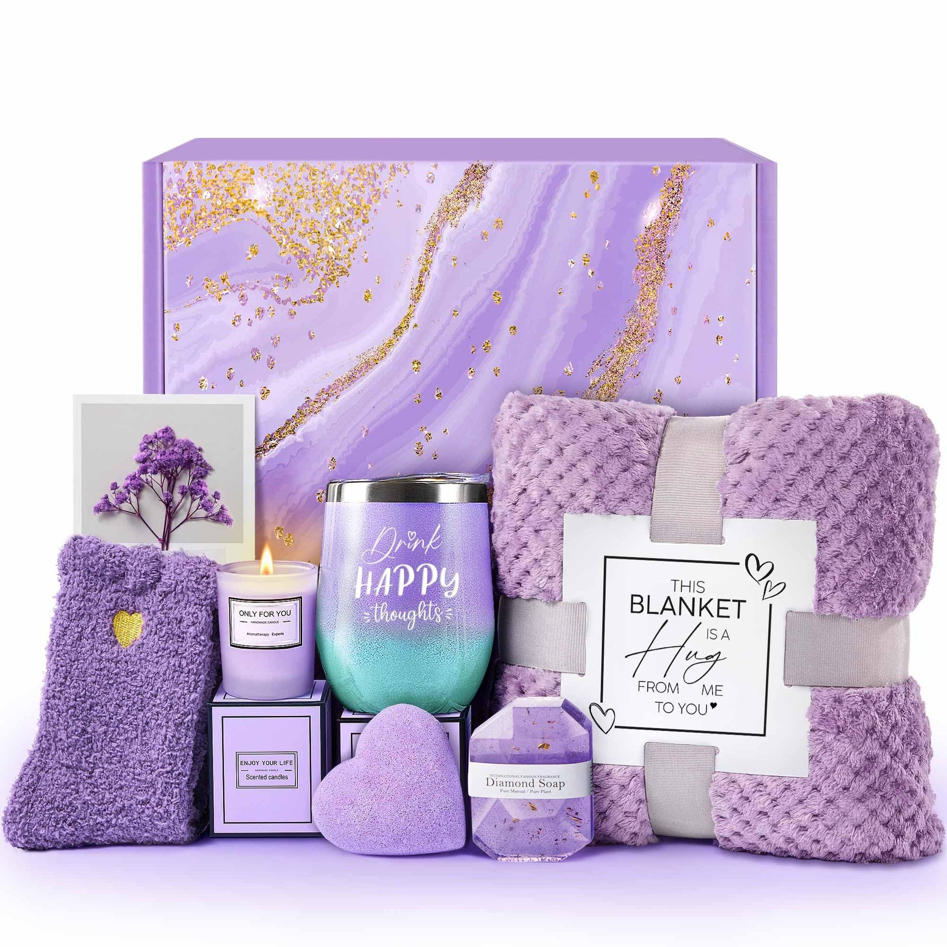 LE CADEAU Birthday Gifts for Women, Get Well Soon Gifts, Relaxing Spa Care Package with Luxury Flannel Blanket - Valentines, Mothers Day, Christmas Gifts for Women, Mom, Wife, Girlfriend, Friends, Sis - The One Stop Deals