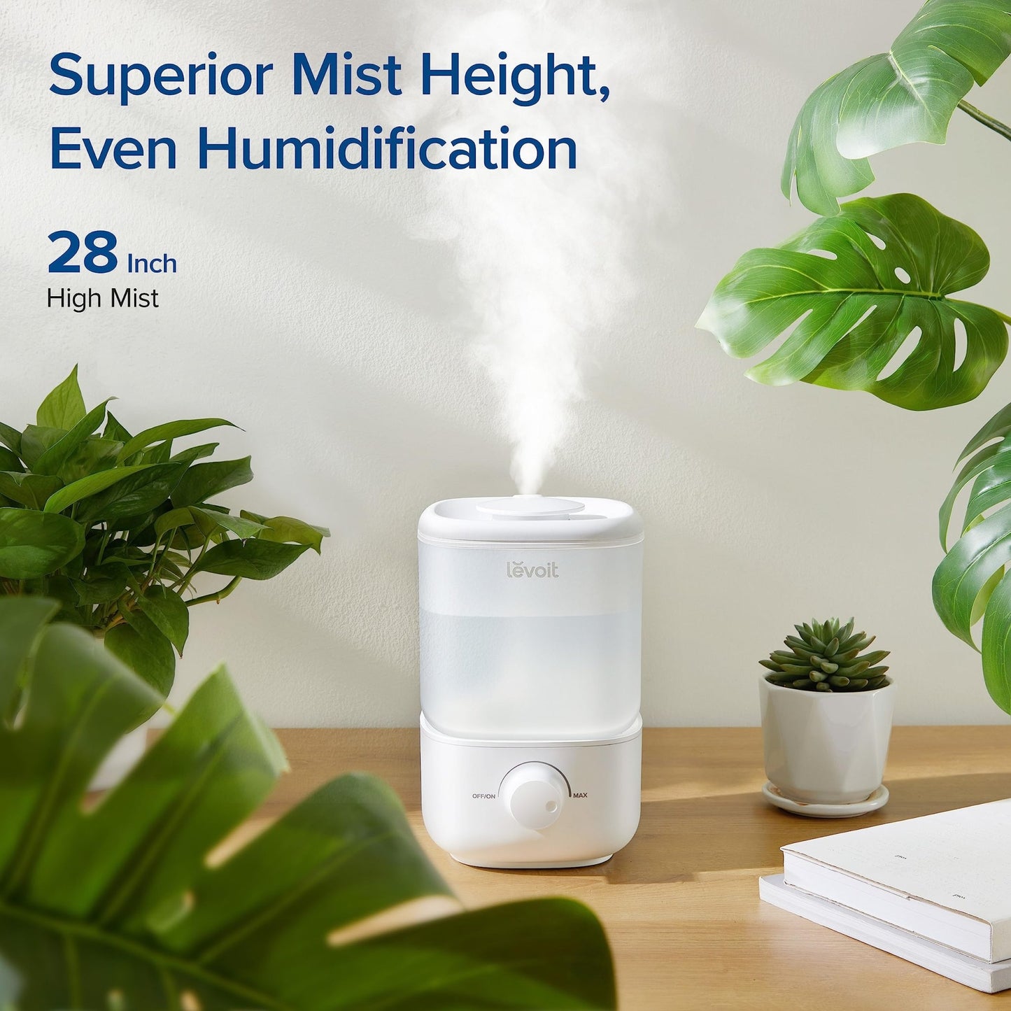 LEVOIT Top Fill Humidifiers for Bedroom, 2.5L Tank for Large Room, Easy to Fill & Clean, 28dB Quiet Cool Mist Air Humidifier for Home Baby Nursery & Plants, Auto Shut - off and BPA - Free for Safety, 25H - The One Stop Deals