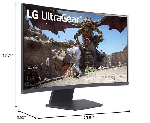 LG 27GS60QC - B Ultragear Curved Gaming Monitor 27 - Inch QHD (2560x1440) 180Hz 1ms 1000R AMD FreeSync HDR10 HDMIx2 DisplayPort Borderless Design Black Stabilizer DAS Crosshair FPS Counter - Black - The One Stop Deals