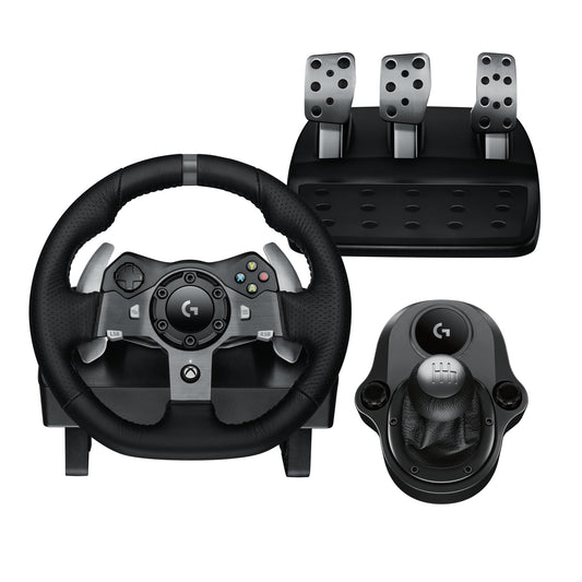 Logitech G920 Driving Force Racing Wheel and Pedals, Force Feedback + Logitech G Driving Force Shifter - Xbox Series X|S, Xbox One and PC, Mac - Black - The One Stop Deals