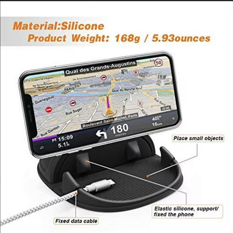 Loncaster Car Phone Holder, Car Phone Mount Silicone Car Pad Mat for Various Dashboards, Slip Free Desk Phone Stand Compatible with iPhone, Samsung, Android Smartphones, GPS Devices and More, Black - The One Stop Deals