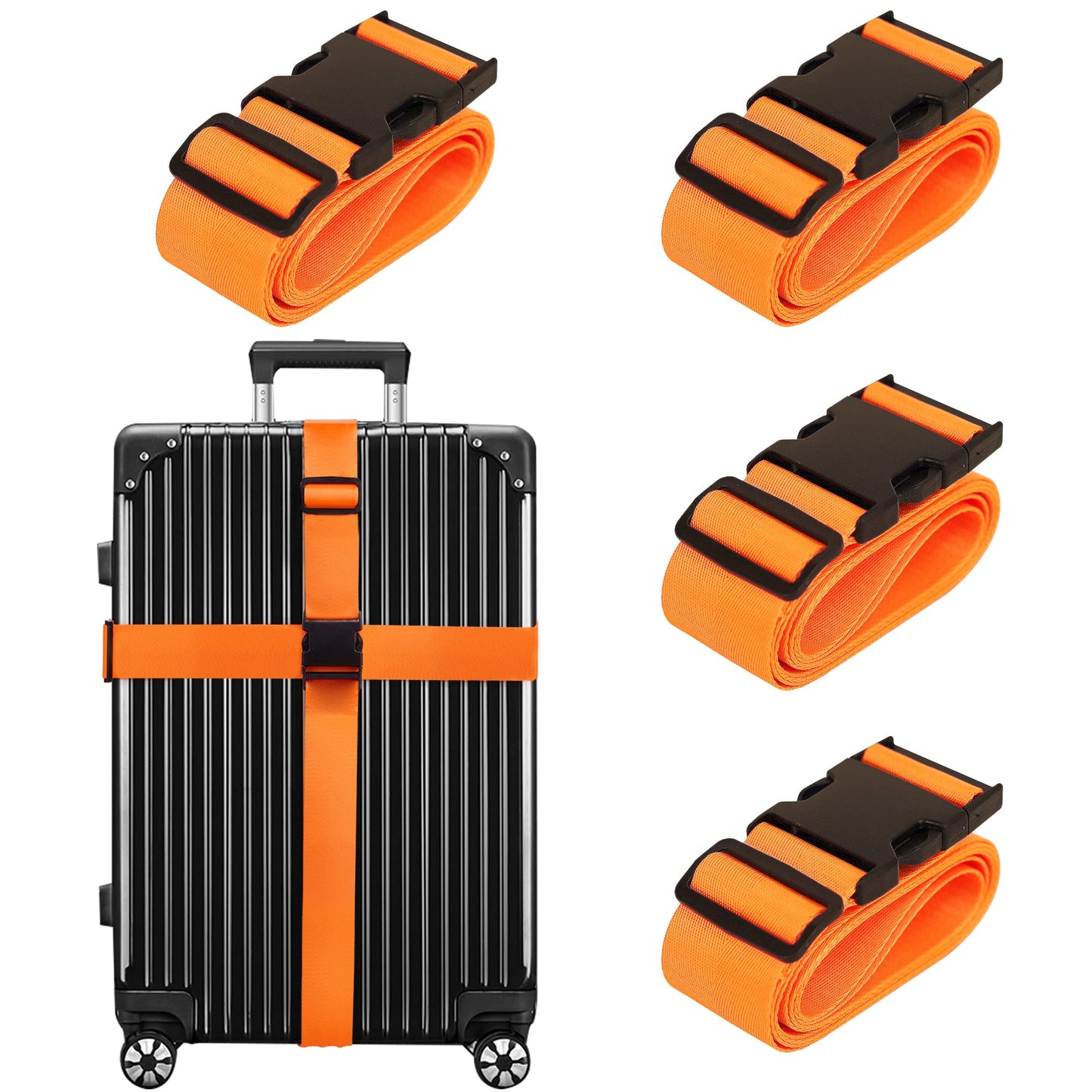 Luggage Straps for Suitcases TSA Approved Travel Belt 4 Pack by Chelmon(Orange) - The One Stop Deals