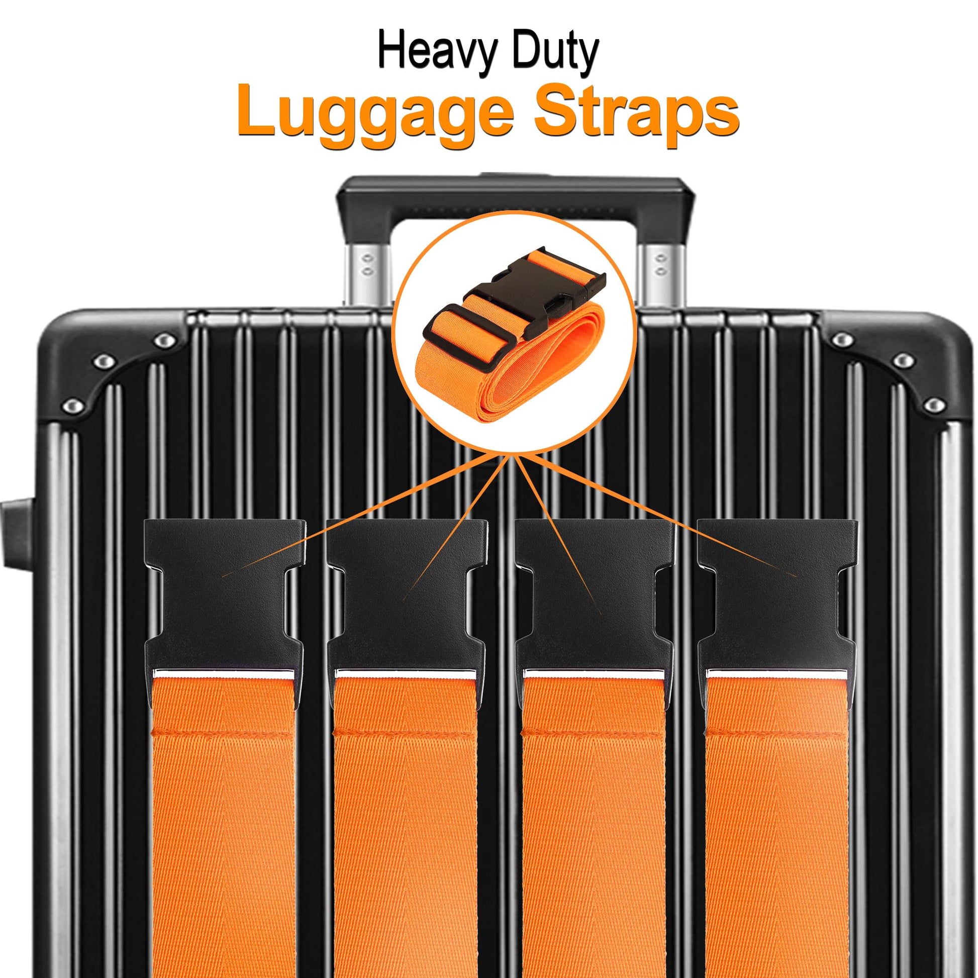 Luggage Straps for Suitcases TSA Approved Travel Belt 4 Pack by Chelmon(Orange) - The One Stop Deals