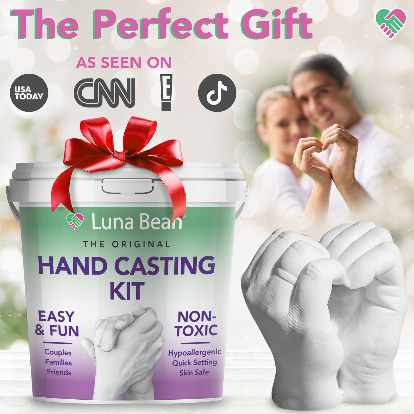 Luna Bean Hand Casting Kit – Gifts for Women and Men, Wedding Gifts, Couple Anniversary and Bridal Shower Hand Molding Kit - Crafts for Adults Parents Kids Mom Dad Mother Father - The One Stop Deals