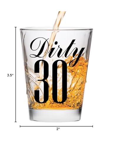 Make Em Laugh Dirty 30 Shot Glass (Thirty) - Funny 30th Birthday - Celebrate Turning Thirty Gift - Birthday Shot Glasses for Women or Men - 30th Birthday Shot Glass - The One Stop Deals