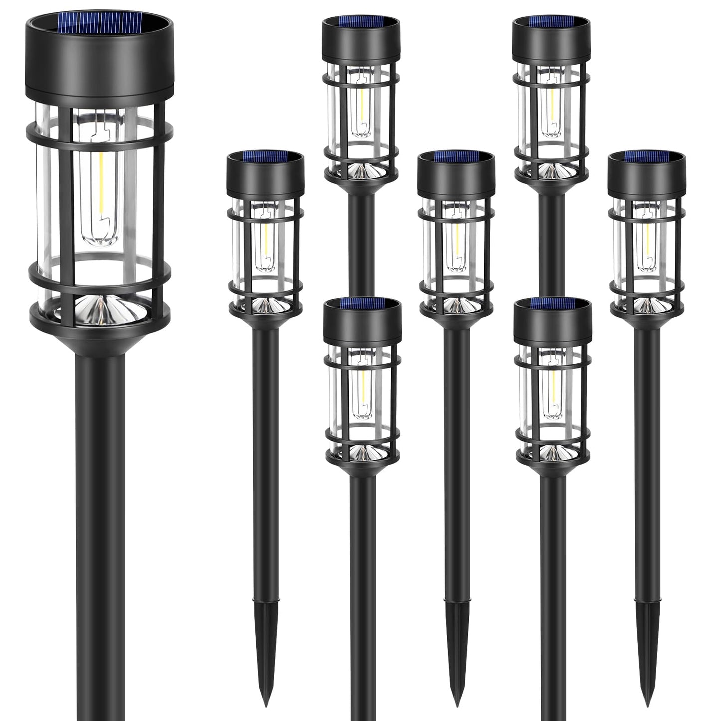 Mancra Solar Pathway Lights, 8 Pack LED Solar Lights Outdoor Waterproof, Glass Solar Garden Lights Landscape Lighting for Yard Lawn Walkway Driveway, 3000K - The One Stop Deals