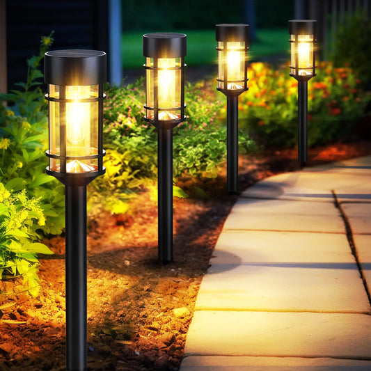 Mancra Solar Pathway Lights, 8 Pack LED Solar Lights Outdoor Waterproof, Glass Solar Garden Lights Landscape Lighting for Yard Lawn Walkway Driveway, 3000K - The One Stop Deals