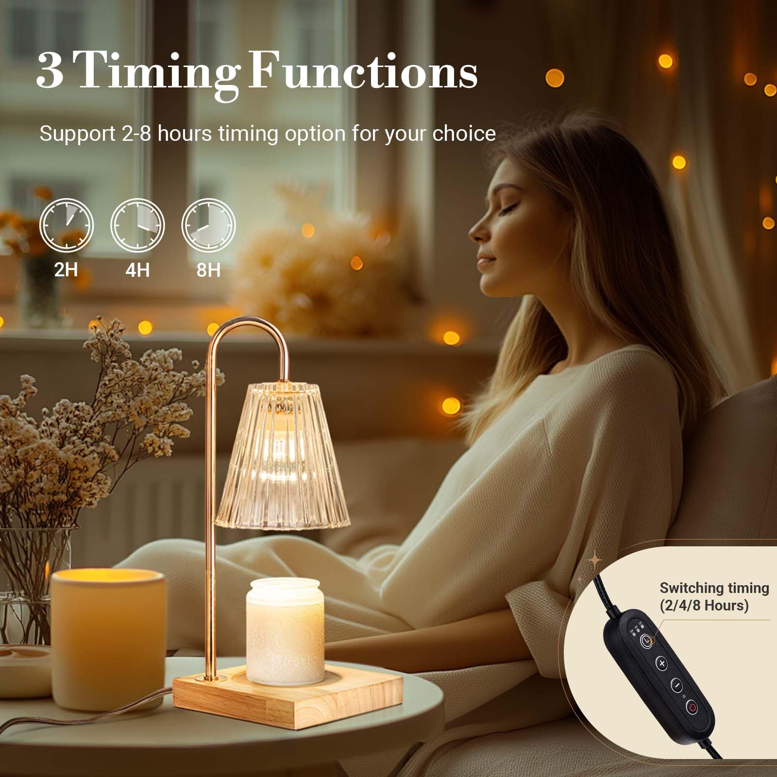 Marycele Candle Warmer Lamp with Timer Dimmer, Mothers Day Birthday Gifts for Mom Women Friend Sister, House Warming Gifts New Home Room Decor, Wax Melt Warmer with 2 Bulbs for Jar Candles - The One Stop Deals