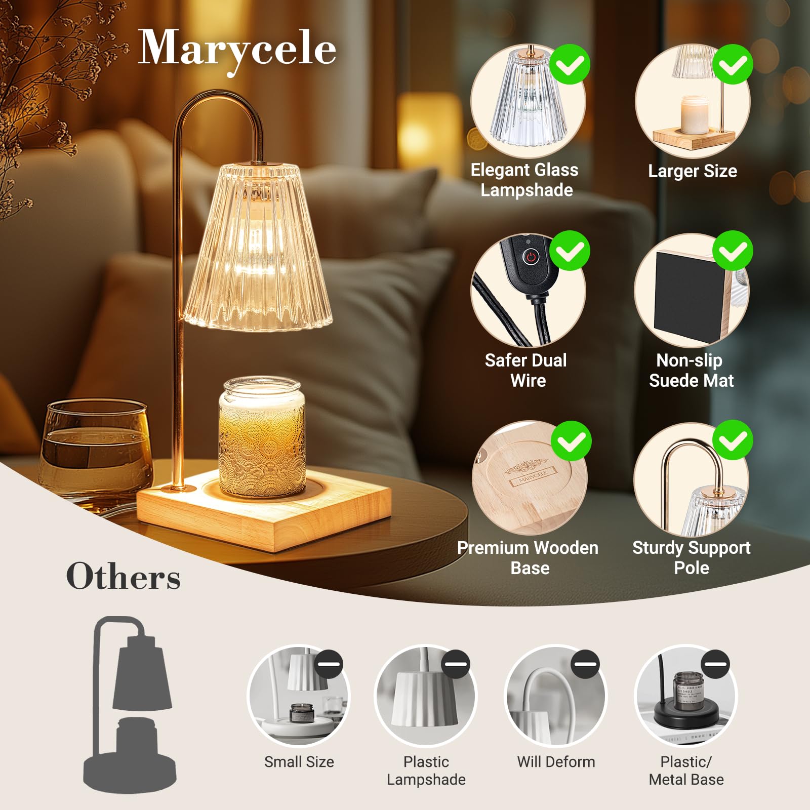 Marycele Candle Warmer Lamp with Timer Dimmer, Mothers Day Birthday Gifts for Mom Women Friend Sister, House Warming Gifts New Home Room Decor, Wax Melt Warmer with 2 Bulbs for Jar Candles - The One Stop Deals