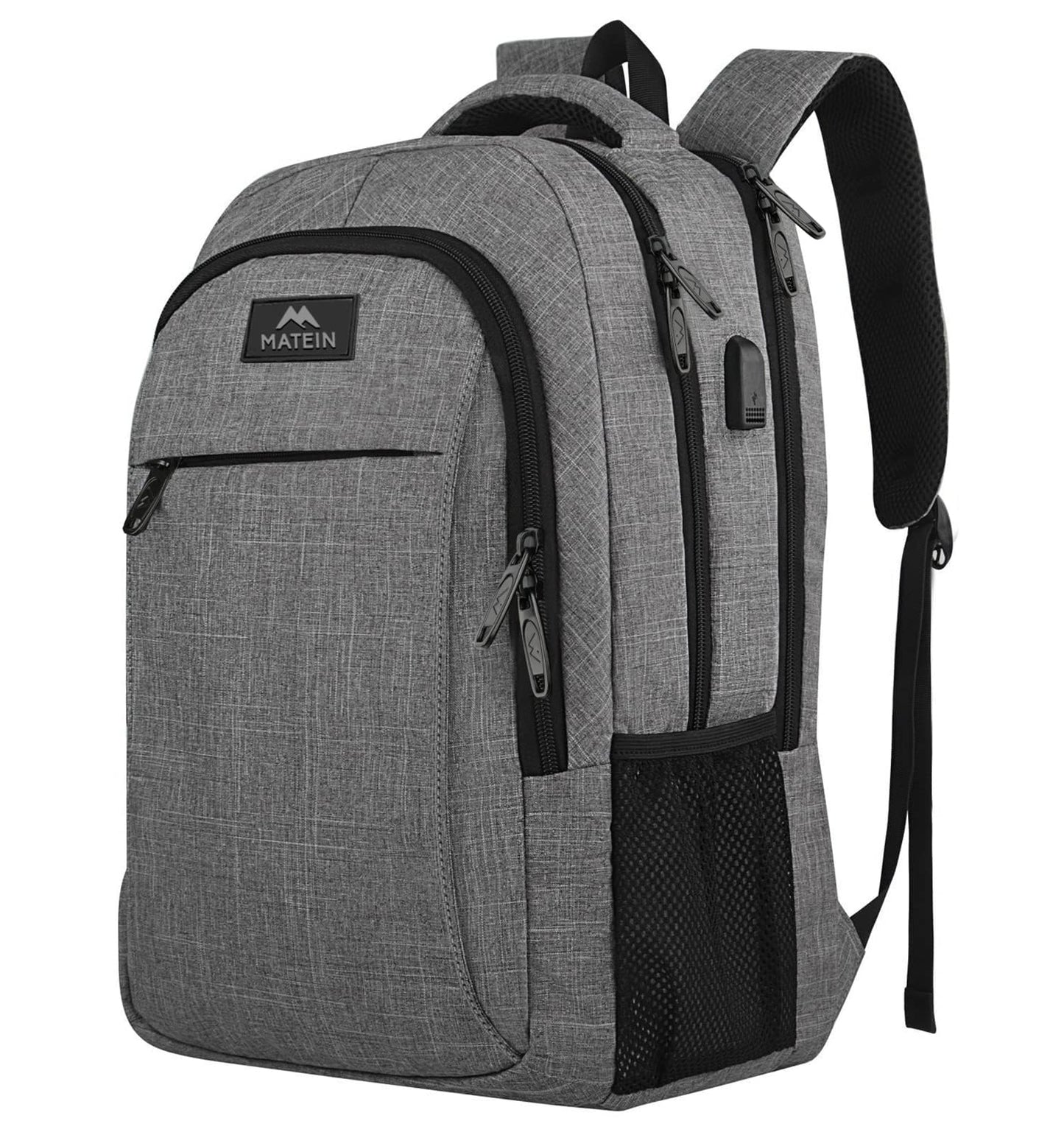 MATEIN Travel Laptop Backpack, Business Anti Theft Slim Sturdy Laptops Backpack with USB Charging Port, Water Resistant College School Computer Bag Gift for Men & Women Fits 15.6 Inch Notebook, Grey - The One Stop Deals