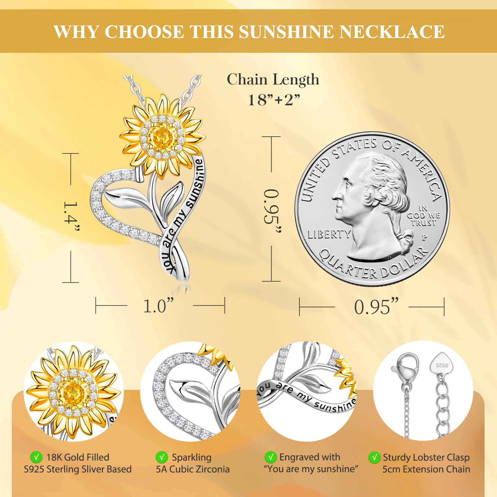 Meeshi Valentines Day Gifts for Her, Sunflower Necklaces for Women Gift Anniversary Birthday Gifts for Wife Valentine Girlfriend Gifts, You Are My Sunshine Sunflower Jewelry for Women Mom Daughter - The One Stop Deals