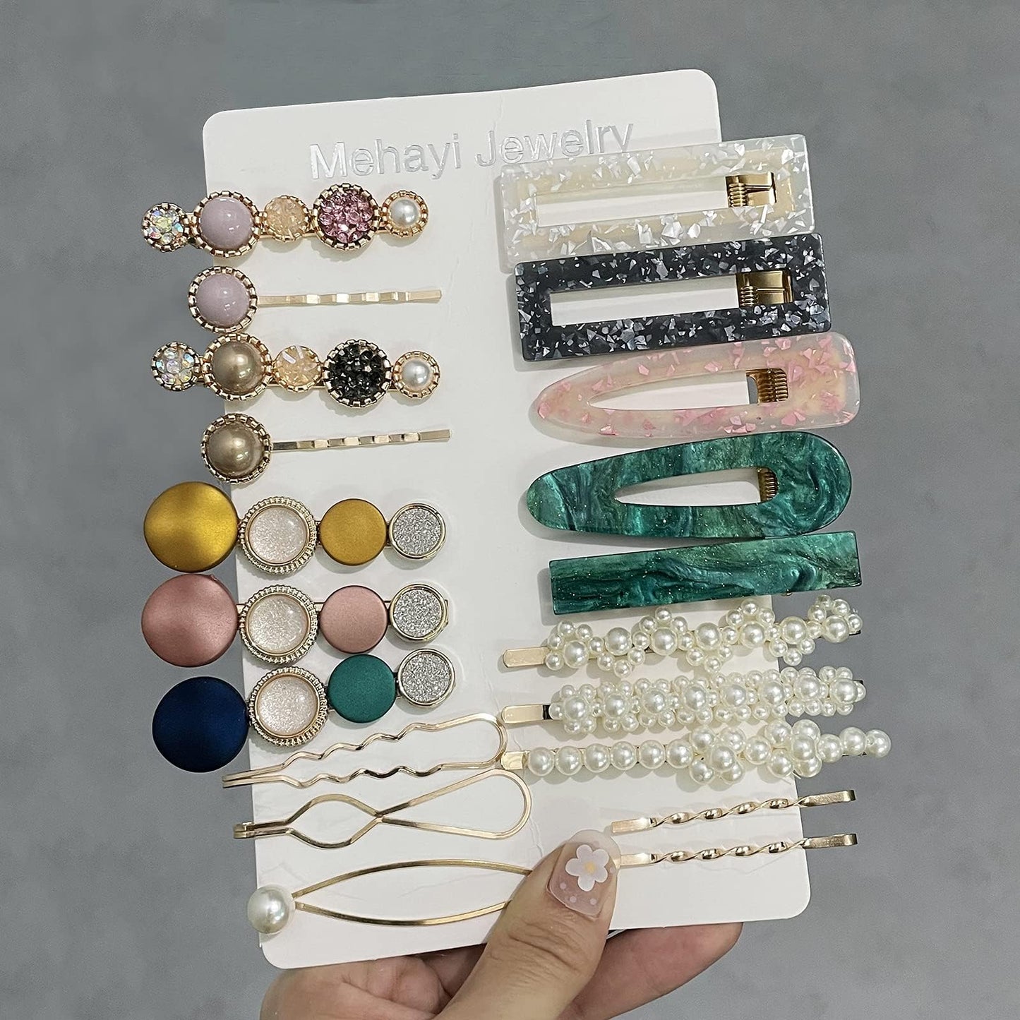 Mehayi 20 PCS Macaron Pearl Acrylic Resin Fashion Hair Clips Set, Cute Hair Barrettes Bobby Pins, Boho Fancy Hairpin Accessories Headwear Styling Tools, Gifts for Women Girls Decorative Wedding - The One Stop Deals