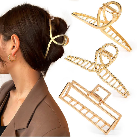 Mehayi 3 PCS Metal Large Claw Clips for Thick Heavy Hair, Strong Hold Big Non - Slip Hair Catch Barrette Jaw Clamp for Long Hair, Fashion Styling Accessories for Women Girls - The One Stop Deals