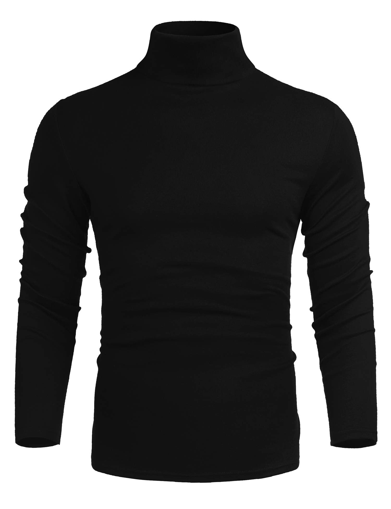 Mens Lightweight Long Sleeve Turtleneck Top Pullover Slim Fit Sweater Black L - The One Stop Deals