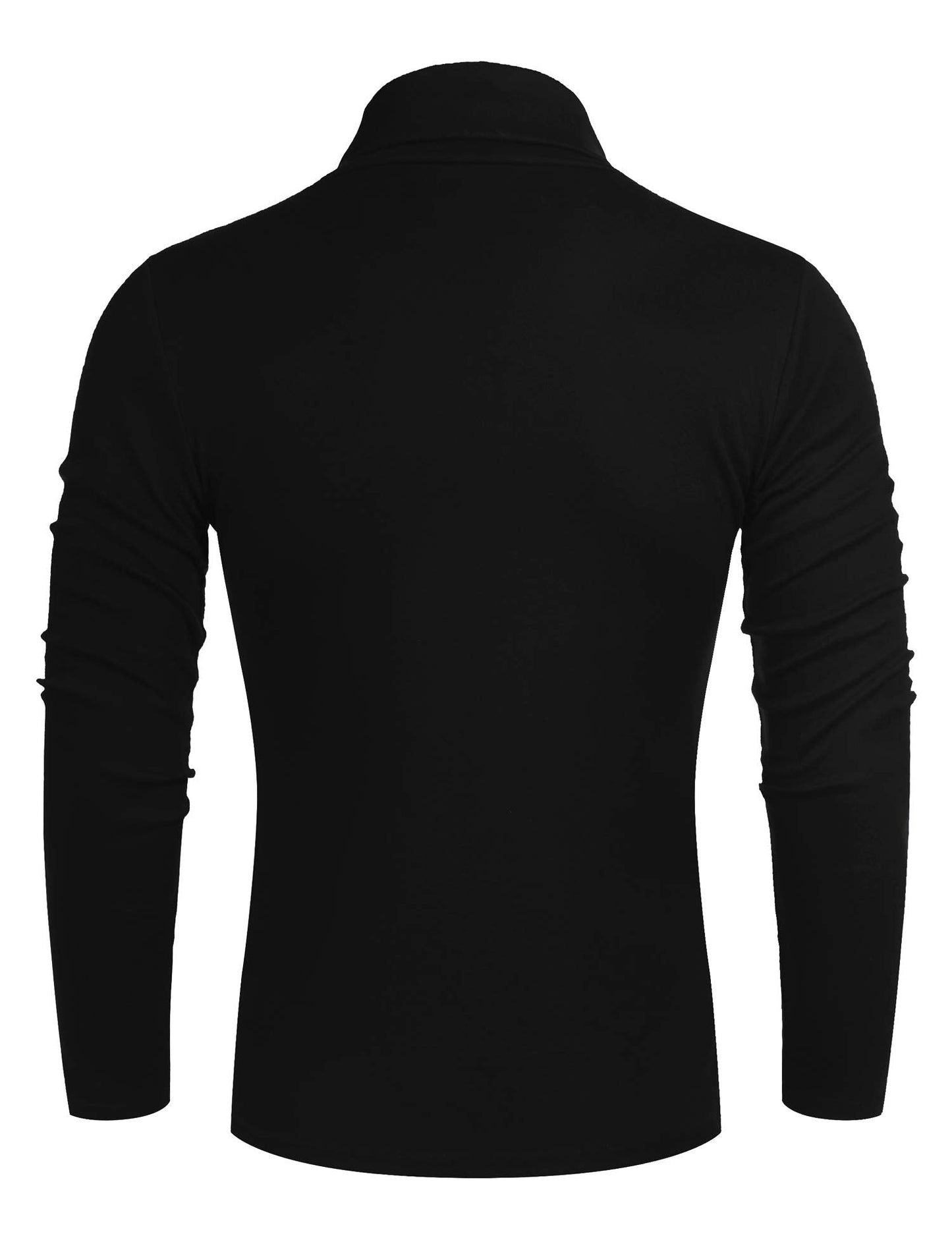 Mens Lightweight Long Sleeve Turtleneck Top Pullover Slim Fit Sweater Black L - The One Stop Deals