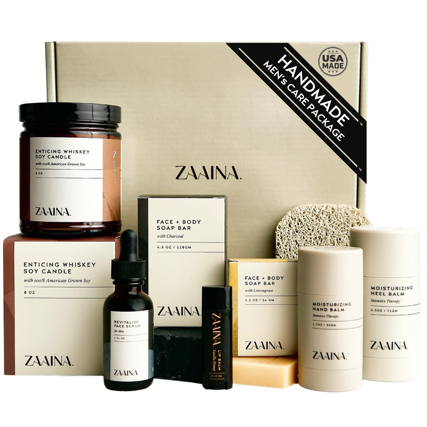 Men's Self Care Package, Relaxation Spa Gift Set for Him - Luxury Natural Handmade Men Skin Care Kit with Whiskey Candle, Unique Self Care Gift for Men, Christmas Gifts for Men, Men's Skin Care Set by ZAAINA - The One Stop Deals