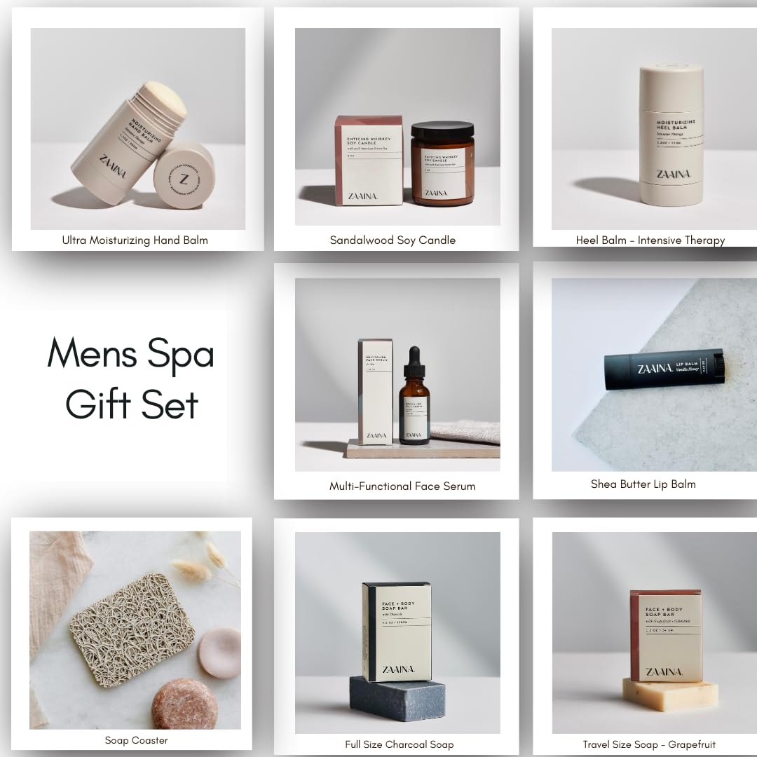 Men's Self Care Package, Relaxation Spa Gift Set for Him - Luxury Natural Handmade Men Skin Care Kit with Whiskey Candle, Unique Self Care Gift for Men, Christmas Gifts for Men, Men's Skin Care Set by ZAAINA - The One Stop Deals