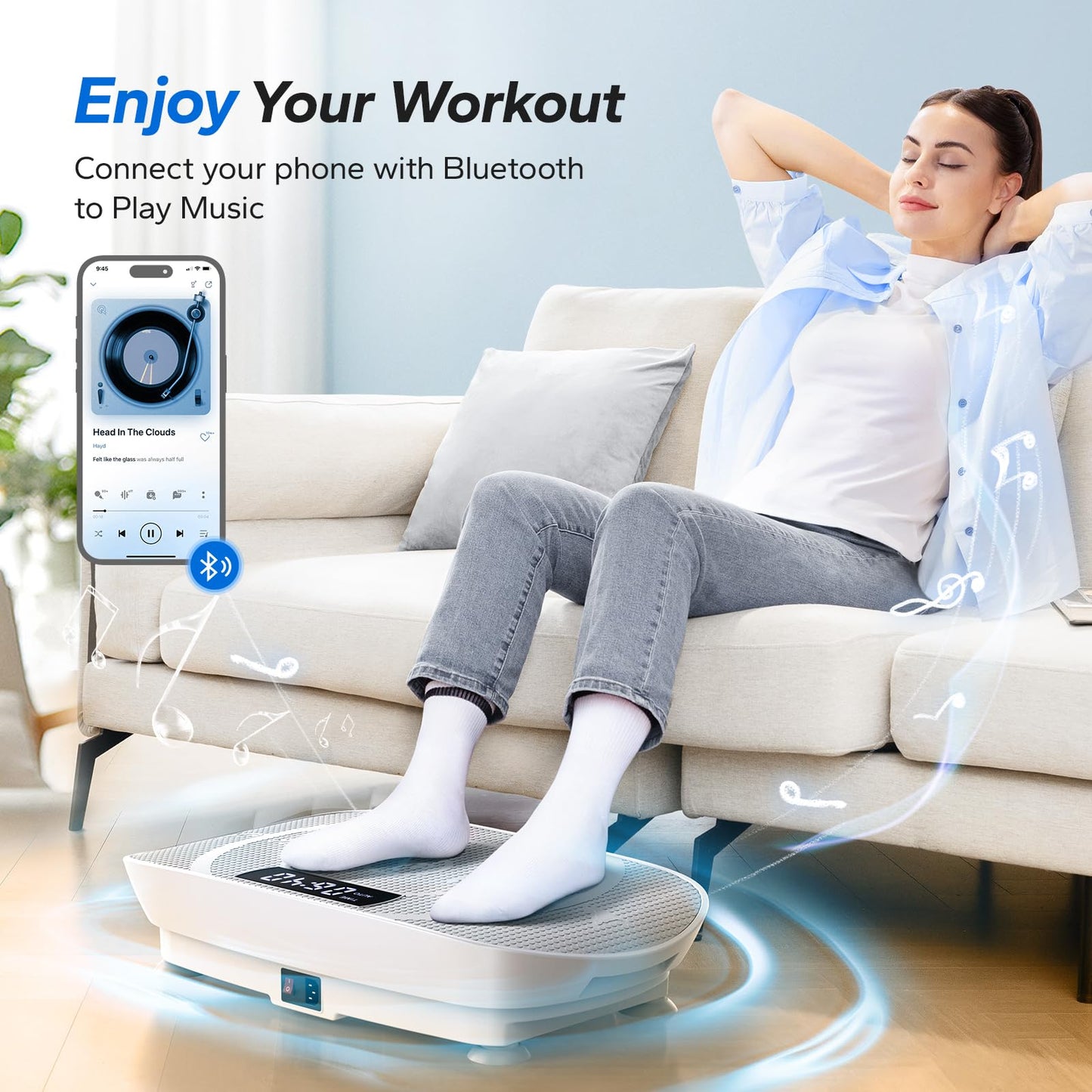 MERACH Vibration Plate Exercise Machine, Whole Body Workout Equipment for Women, Bluetooth and Silicone Pedal, Vibration Plate for Lymphatic Drainage, Vibrate Fitness Platform for Weight Loss (Grey) - The One Stop Deals