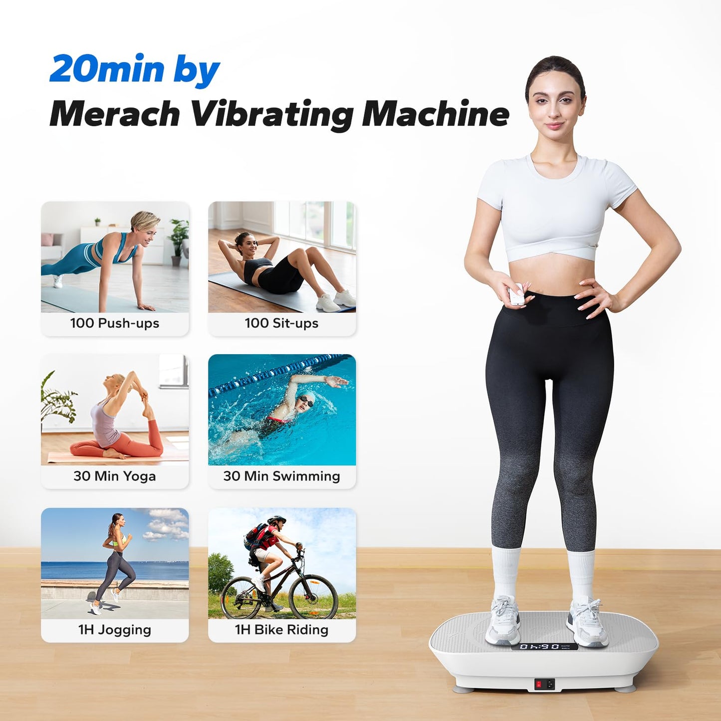 MERACH Vibration Plate Exercise Machine, Whole Body Workout Equipment for Women, Bluetooth and Silicone Pedal, Vibration Plate for Lymphatic Drainage, Vibrate Fitness Platform for Weight Loss (Grey) - The One Stop Deals