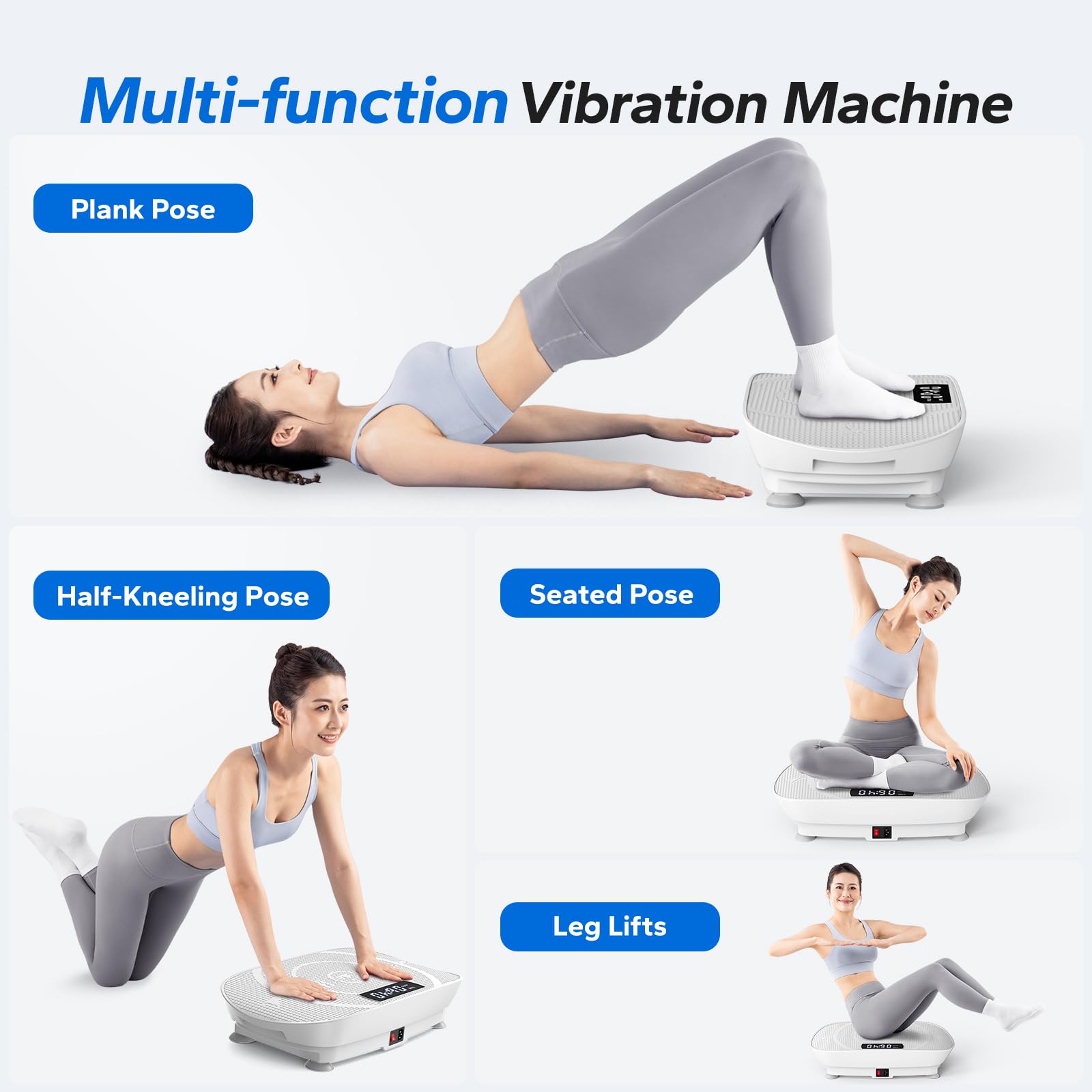 MERACH Vibration Plate Exercise Machine, Whole Body Workout Equipment for Women, Bluetooth and Silicone Pedal, Vibration Plate for Lymphatic Drainage, Vibrate Fitness Platform for Weight Loss (Grey) - The One Stop Deals