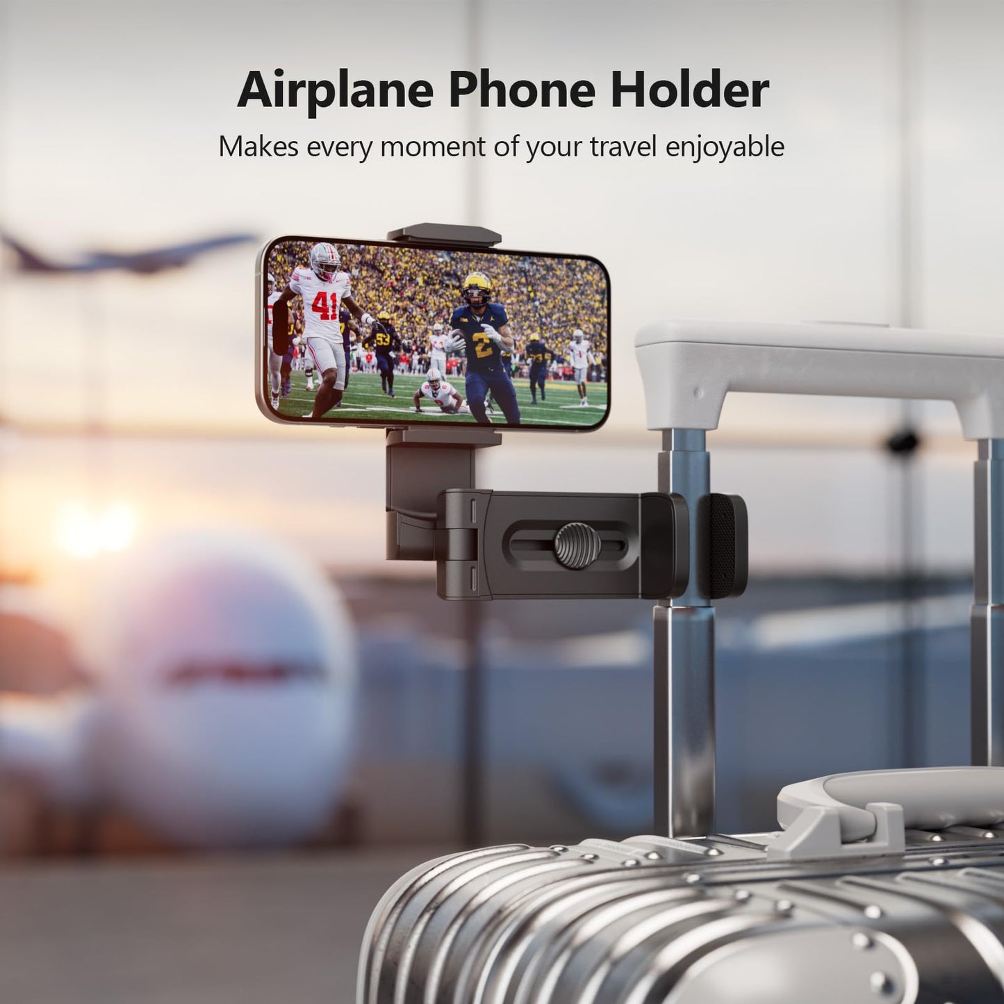 MiiKARE Airplane Travel Essentials Phone Holder, Universal Handsfree Phone Mount for Flying with 360 Degree Rotation, Accessory for Airplane, Travel Must Haves Phone Stand for Desk, Tray Table - The One Stop Deals