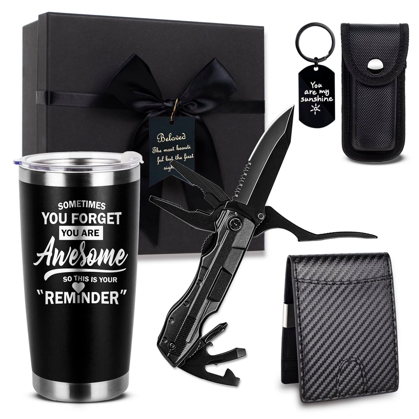 Mkeevee Birthday Gifts for Men Funny Christmas Gifts Baskets for Him Father’s Day for Dad Anniversary Who Have Everything for Husband, Boyfriend, Brother, Son, Grandpa Tumbler Multitool Gift Set - The One Stop Deals