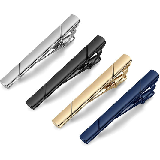 MOZETO Tie Clips for Men, Black Gold Blue Silver Tie Bar Set for Regular Ties, Luxury Box Gift Ideas - The One Stop Deals