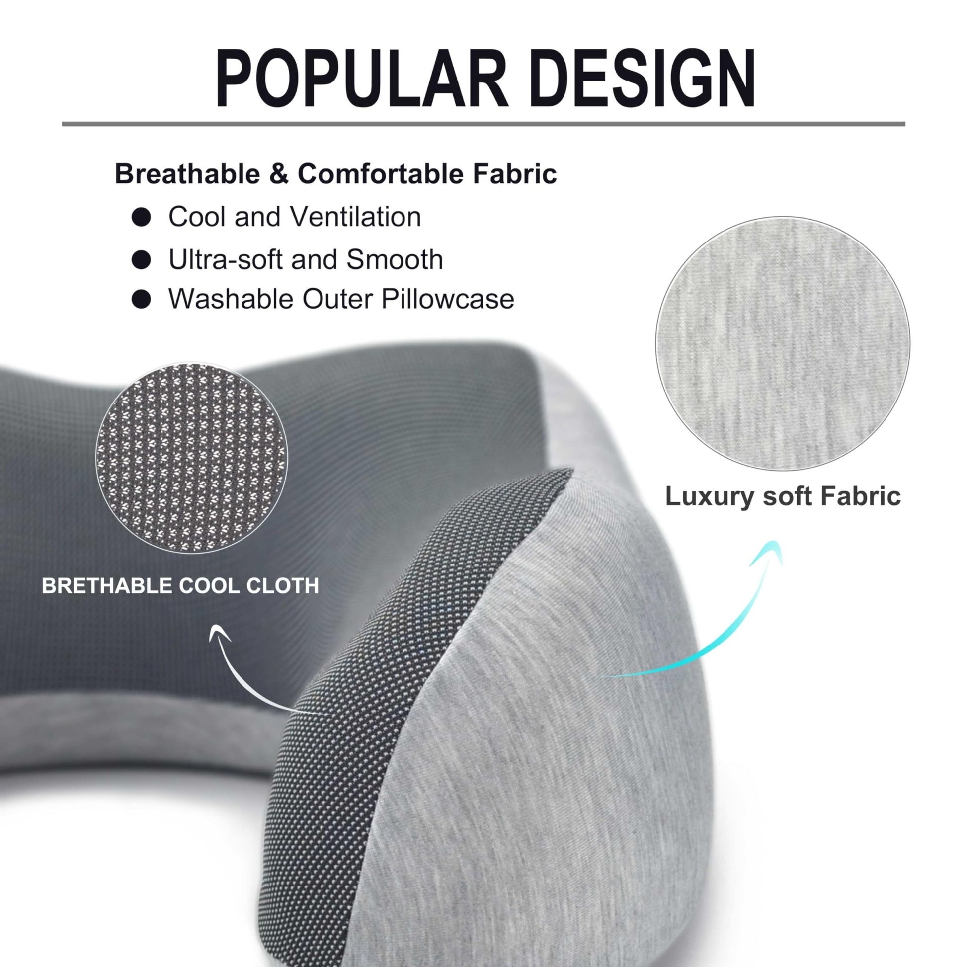 napfun Neck Pillow for Traveling, Upgraded Travel Neck Pillow for Airplane 100% Pure Memory Foam Travel Pillow for Flight Headrest Sleep, Portable Plane Accessories, Light Grey - The One Stop Deals