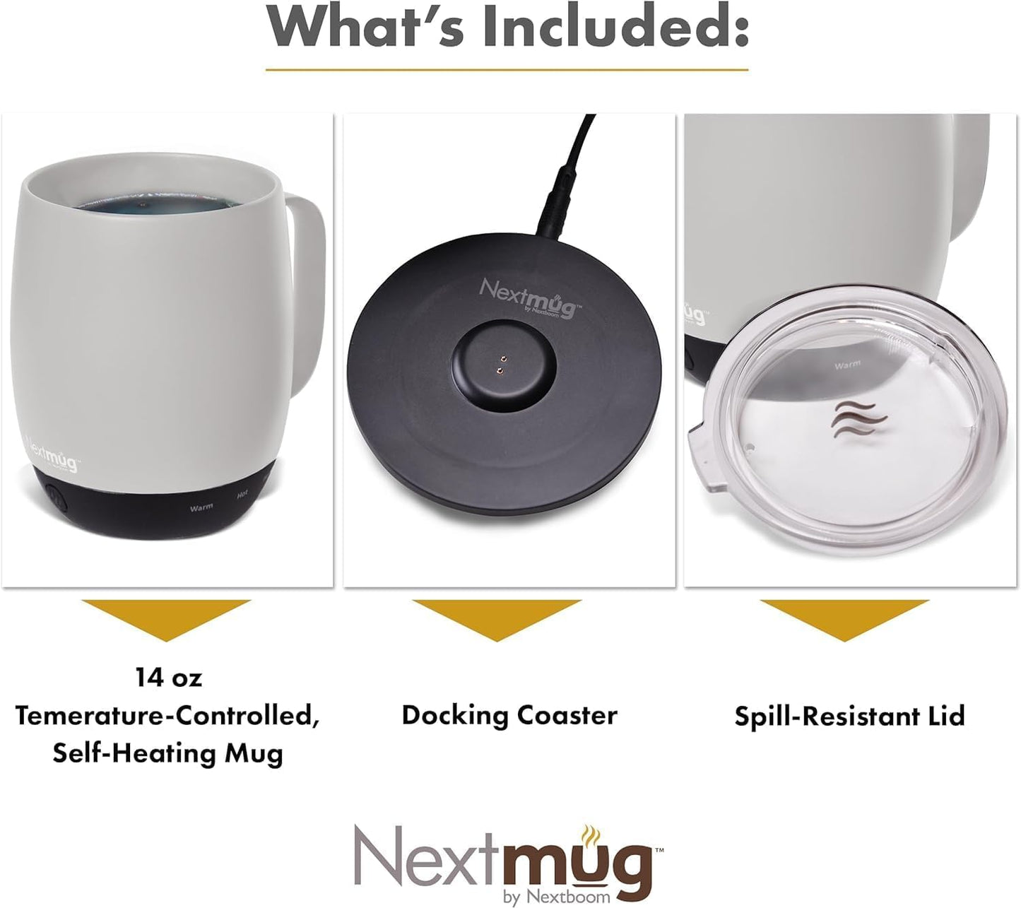 Nextmug - Temperature - Controlled, Self - Heating Coffee Mug (Almond 14 oz.) - The One Stop Deals