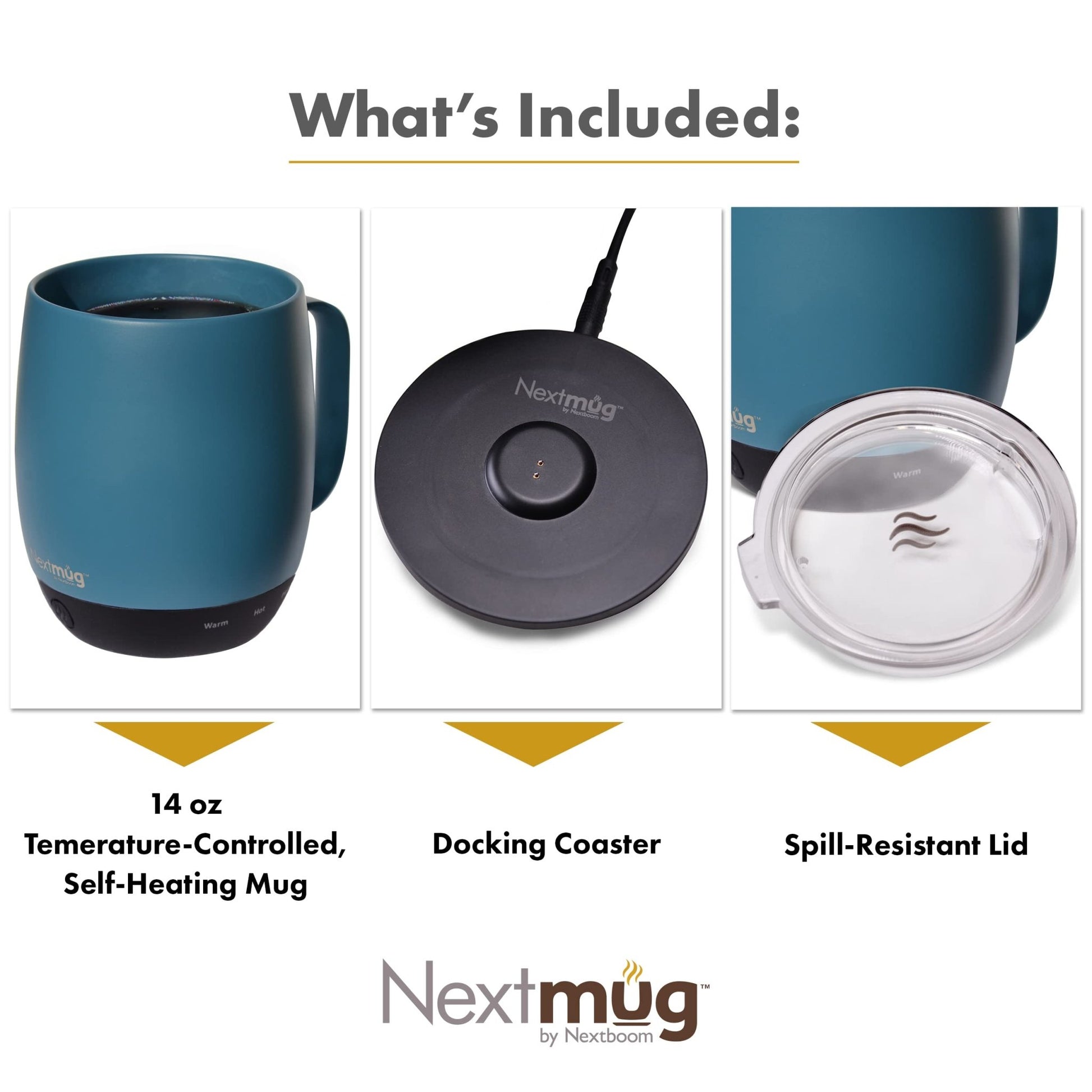 Nextmug - Temperature - Controlled, Self - Heating Coffee Mug (Slate Blue - 14 oz.) - The One Stop Deals