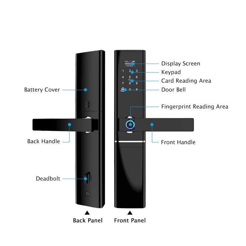 NFGLLWQ Tuya Fingerprint Smart Door Lock Code Card Key Digital Electronic Lock with Doorbell Deadbolt Lock for Home Security(Pull Right) - The One Stop Deals