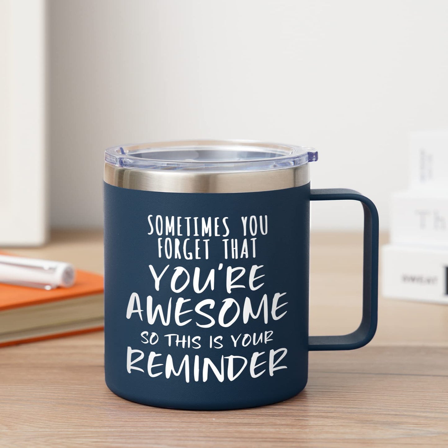 NOWWISH Birthday Gifts for Men Husband - Awesome Coffee Mug, Inspirational Birthday & Holiday Presents for Men Him Boyfriend, 14oz Navy Blue - The One Stop Deals