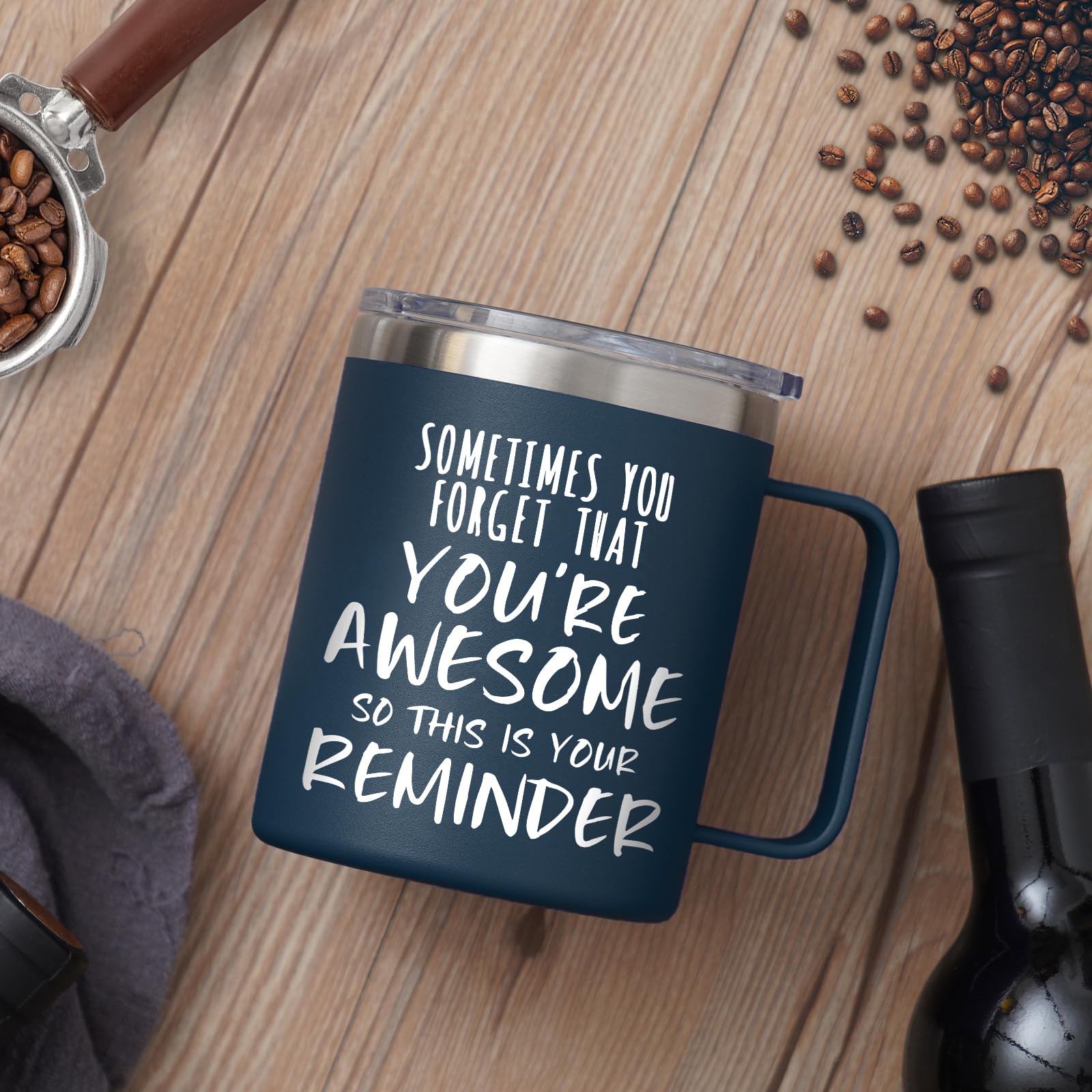 NOWWISH Birthday Gifts for Men Husband - Awesome Coffee Mug, Inspirational Birthday & Holiday Presents for Men Him Boyfriend, 14oz Navy Blue - The One Stop Deals