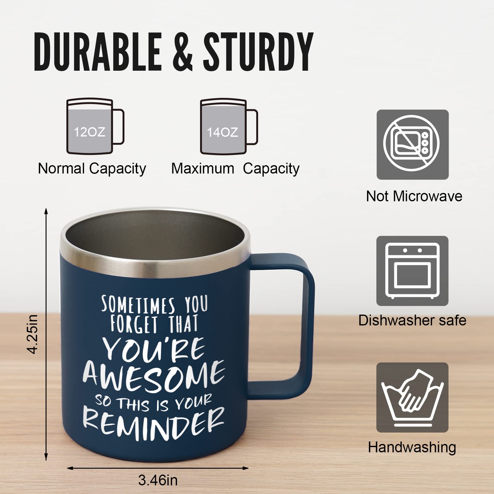 NOWWISH Birthday Gifts for Men Husband - Awesome Coffee Mug, Inspirational Birthday & Holiday Presents for Men Him Boyfriend, 14oz Navy Blue - The One Stop Deals