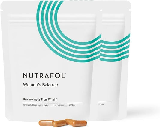 Nutrafol Women's Balance Hair Growth Supplements, for Ages 45+, Clinically Proven for Visibly Thicker Hair and Scalp Coverage, Dermatologist Recommended - 2 Month Supply, 2 Refill Pouches - The One Stop Deals