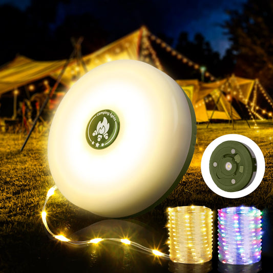 OGERY Camping String Lights, 4 in 1 Quick Storage 32.8FT Rechargeable Tent Lights String with 8 Lighting Modes, Hanging Waterproof Portable LED Lamp for Outdoor Patio Awning Garden Party Essentials - The One Stop Deals