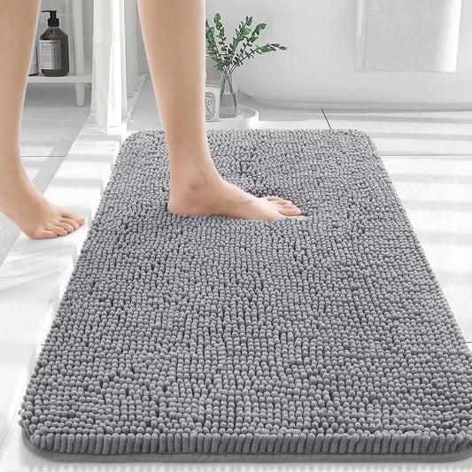 OLANLY Bathroom Rugs 30x20, Extra Soft Absorbent Chenille Bath Rugs, Rubber Backing Quick Dry, Machine Washable Bath Mats for Bathroom Floor, Tub and Shower, Home Decor Accessories, Grey - The One Stop Deals