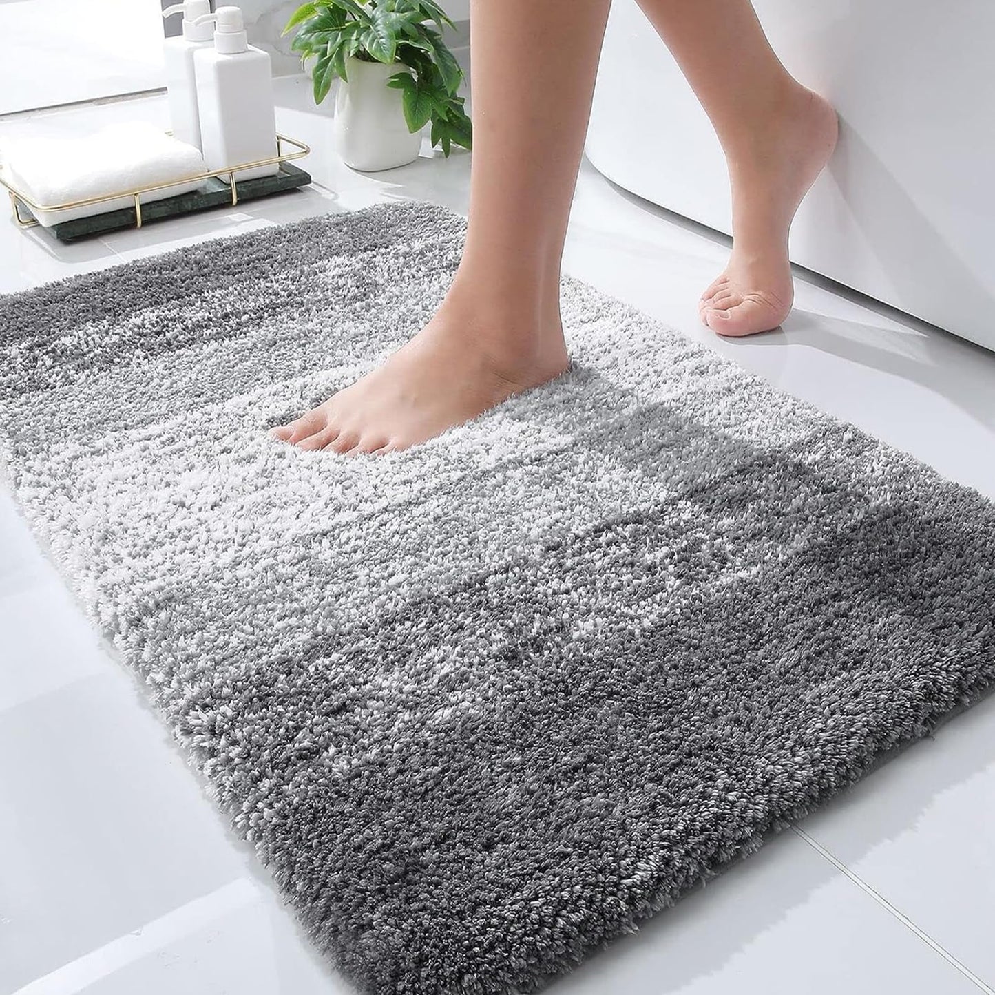 OLANLY Bathroom Rugs Mat 30x20, Extra Soft Absorbent Microfiber Bath Rugs, Rubber Backing, Quick Dry, Machine Washable Bath Mats for Bathroom Floor, Tub, Shower and Home Decor Accessories, Grey - The One Stop Deals